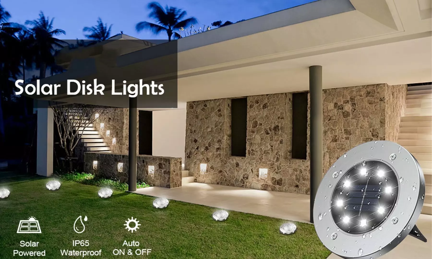 8-Pack Solar LED Outdoor Garden Ground Landscape Lights