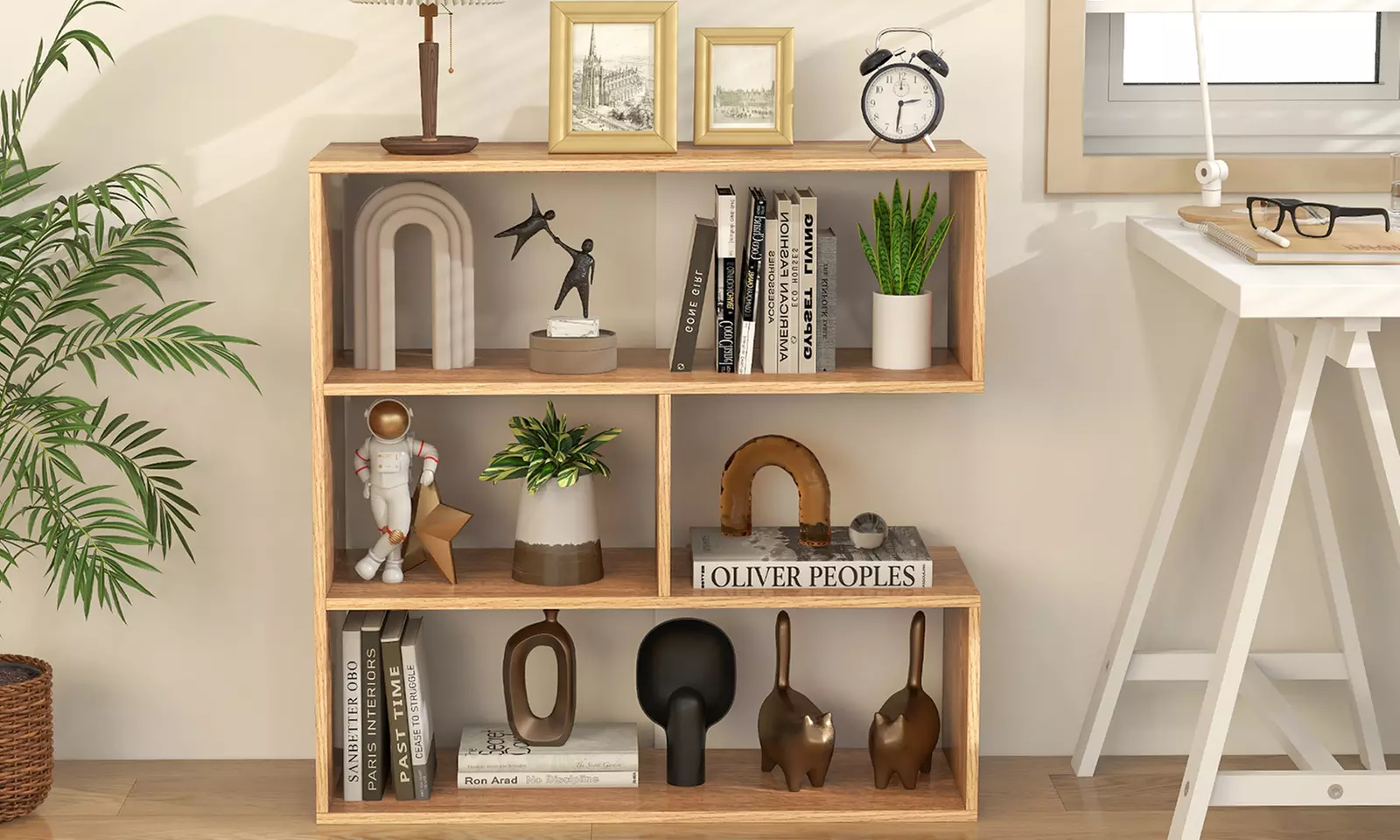 Costway 3-Shelf Bookshelf Room Organizer with Anti-Toppling Device Freestanding - Primary Image