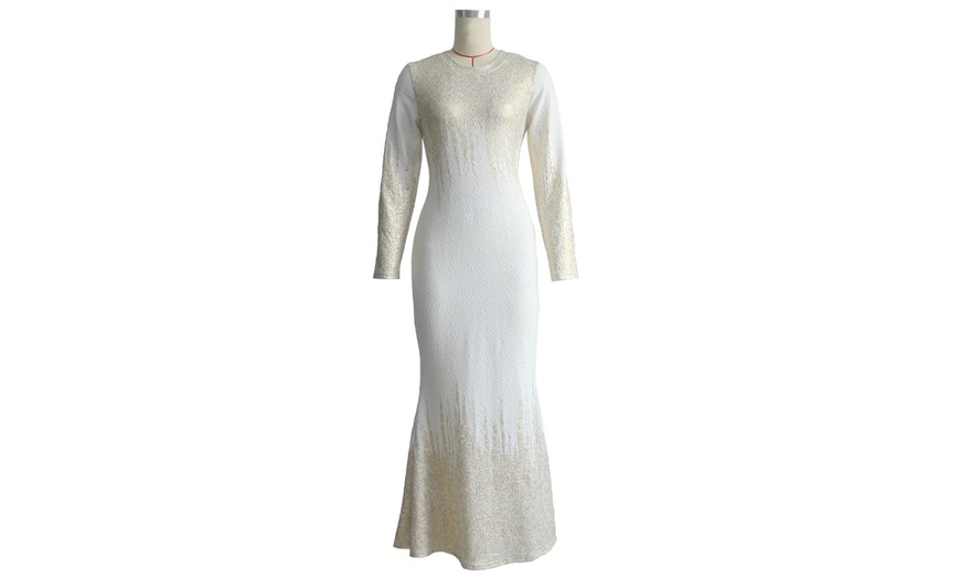 Image 6: 2019 New Style Dress Bronzing Printed Slim Fit Long-sleeved Dress