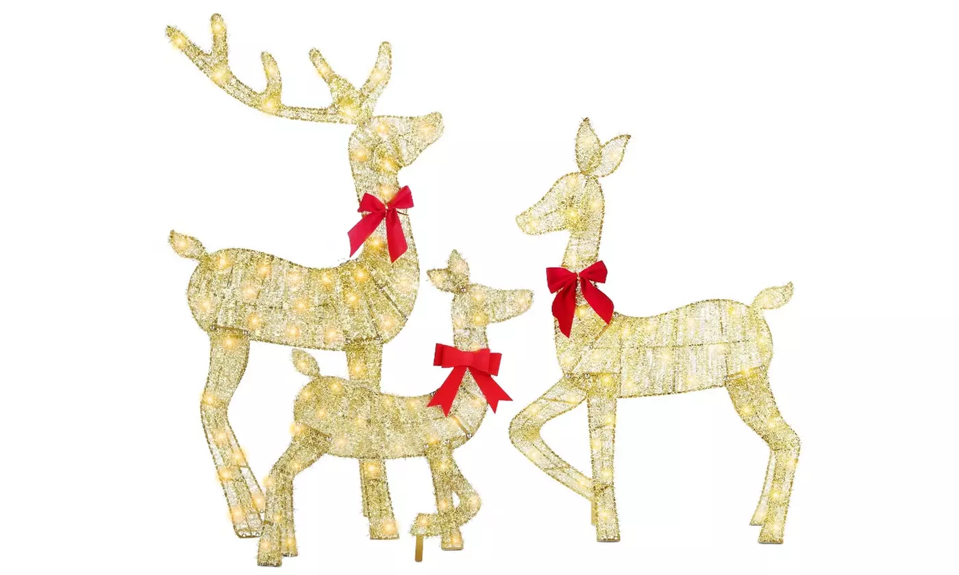 Christmas LED Lights: Snowman Family & Reindeer Holiday Decorations