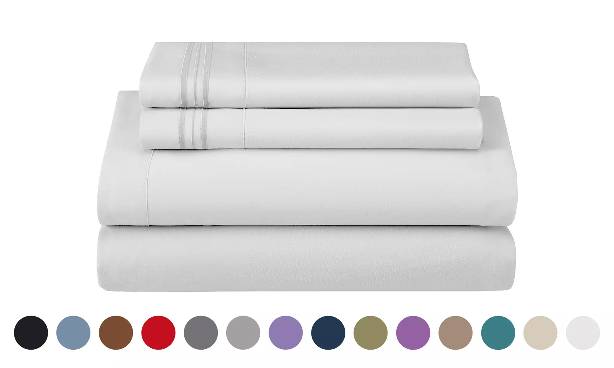 Lux Decor 4Pc Deep Pocket Sheet Set With Embroidered Pillowcases & Giftable Bag