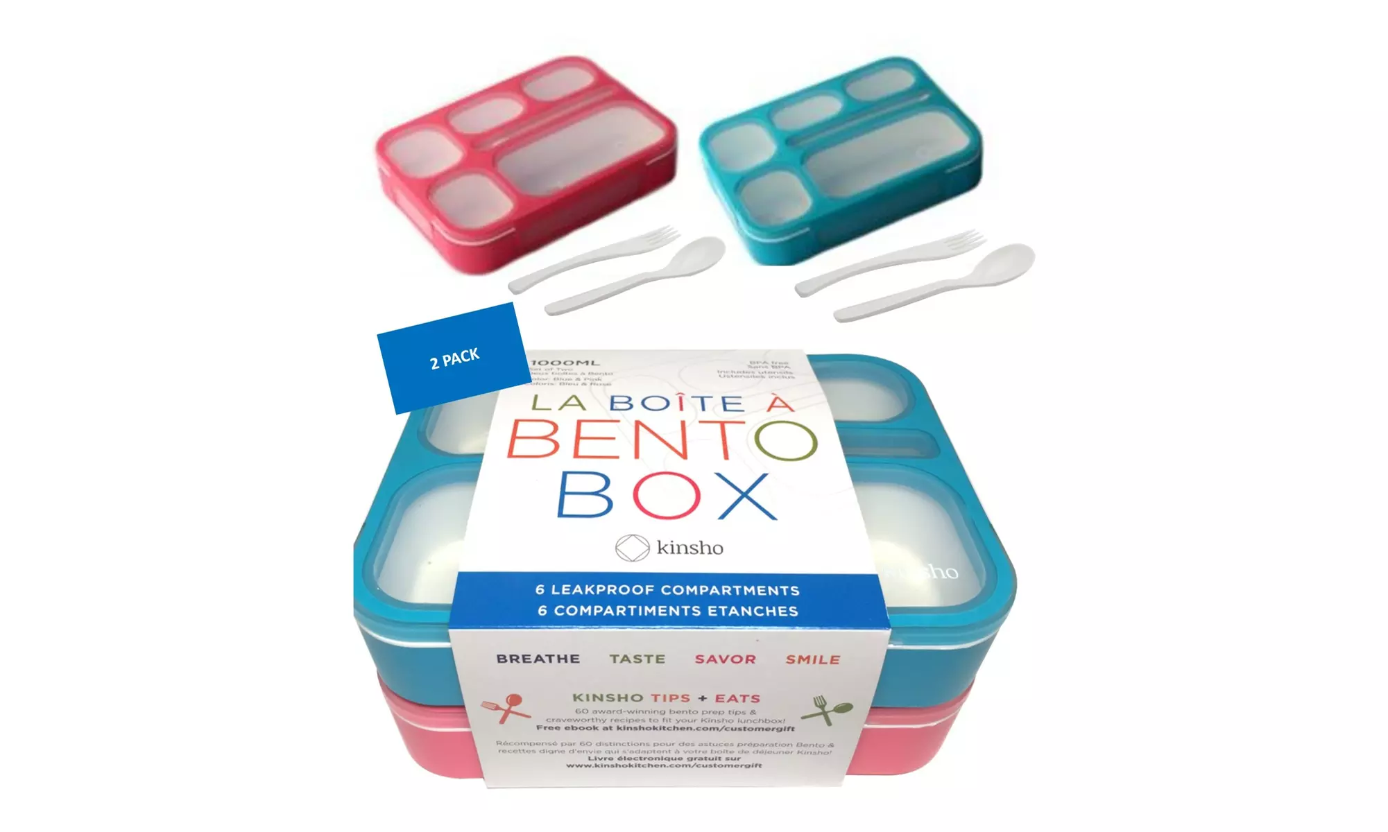 Bento Boxes for Lunch and Snacks for Kids and Adults (2 or 4 pack) - Primary Image