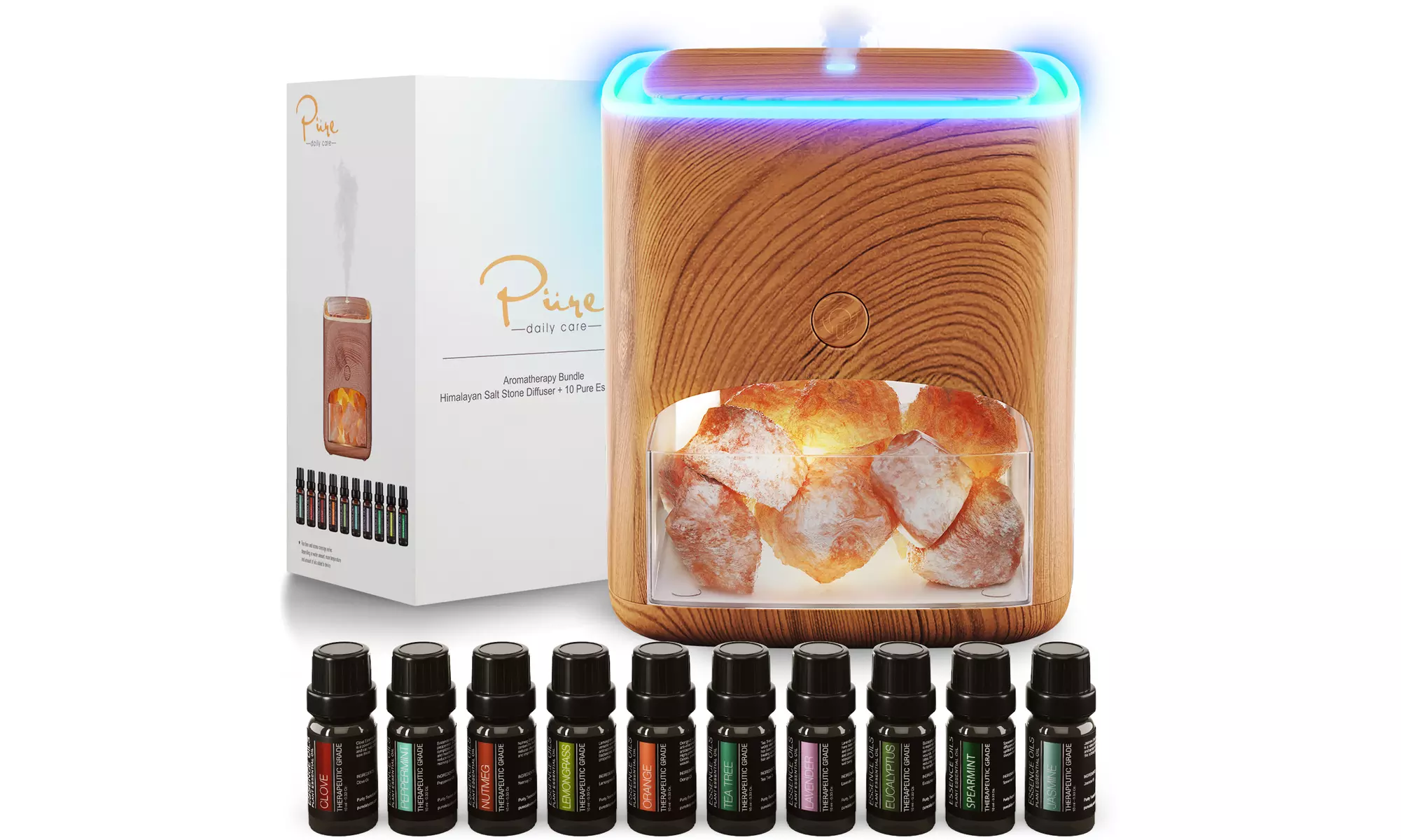 Pure Daily Care Himalayan Pink Salt Diffuser & 10 Essential Oils  - Primary Image