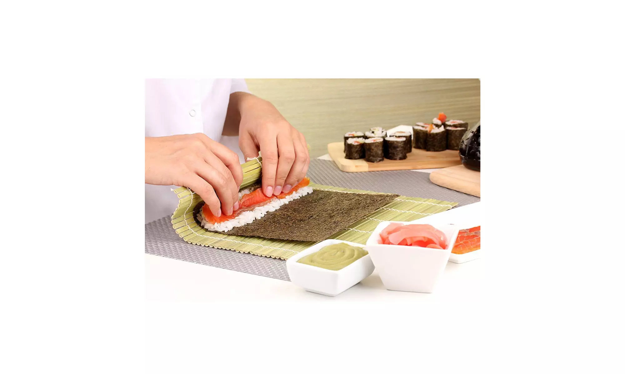 Helens Asian Kitchen 97025 Natural Bamboo Sushi Mat with Paddle - Primary Image