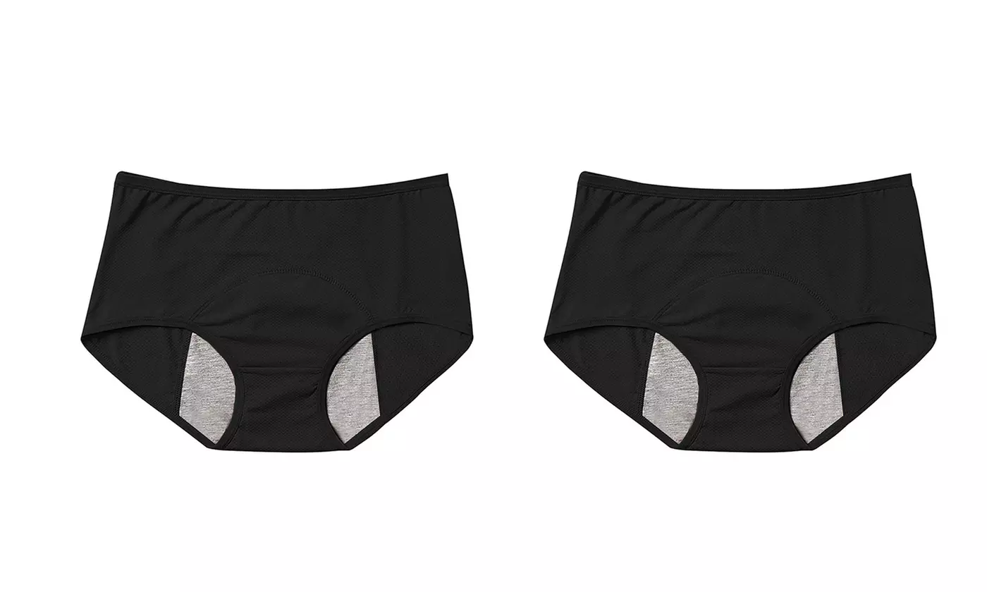 2 Pack Women Menstrual Period Underwear Breathable Leak Proof Panties Briefs
