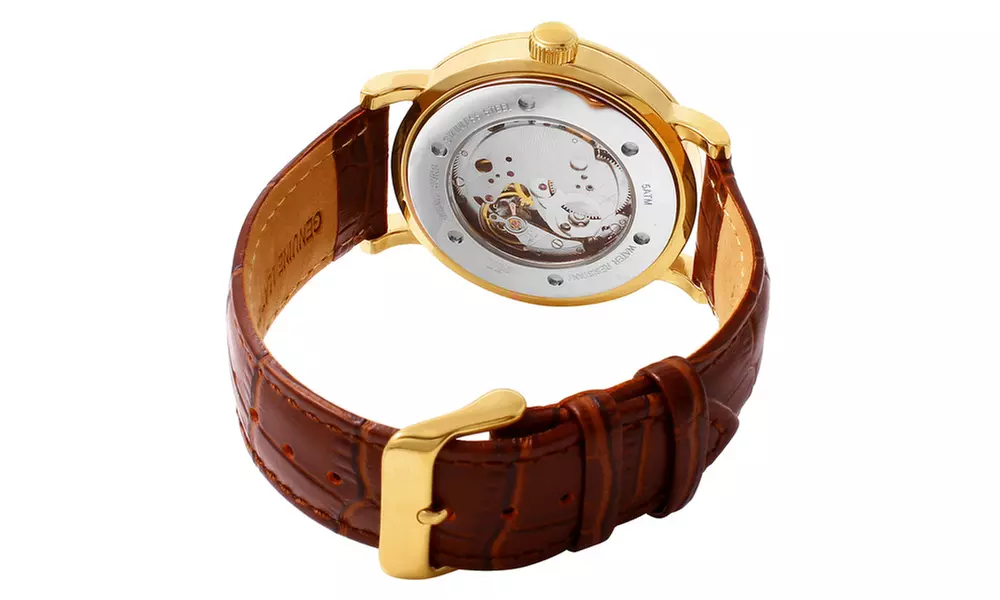 Adee Kaye Men's Vintage Mechanical Watch with Leather strap - Second Medium