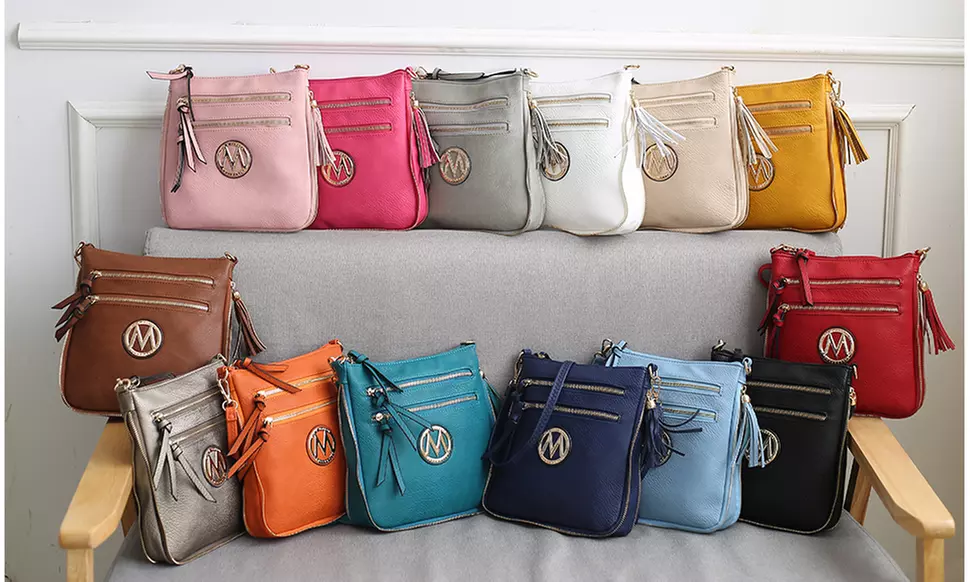 MKF Collection Angelina Vegan Leather Multi Pocket Expandable Crossbody by Mia K - Primary Image