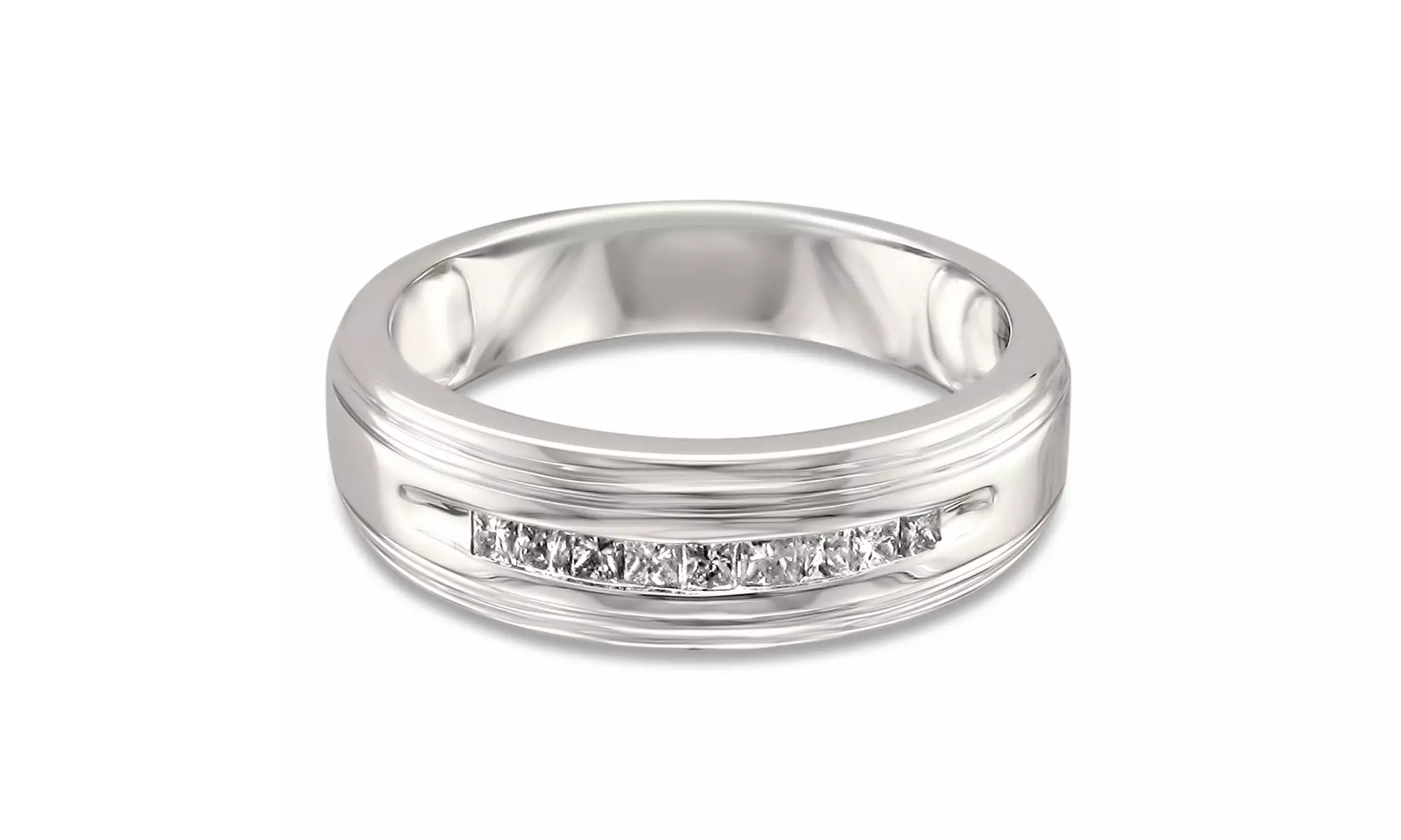 1/4 Cttw Princess-Cut Dia. Men's Wedding Band In 14K Gold By Eternal Brilliance - Second Medium