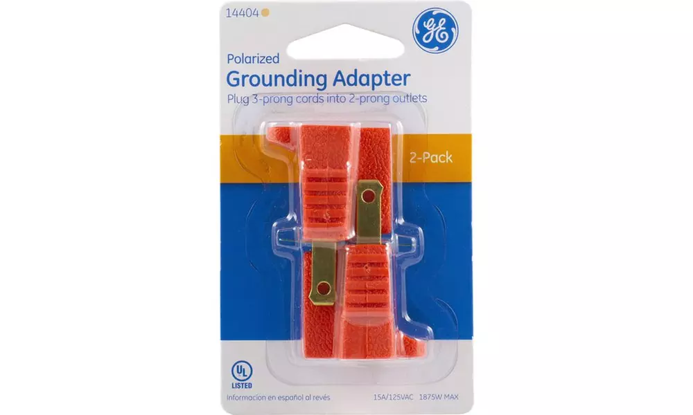 GE Polarized Grounding Outlet 2-Prong to 3-Prong Adapter (2, 4, or 6 Count)  - Primary Image