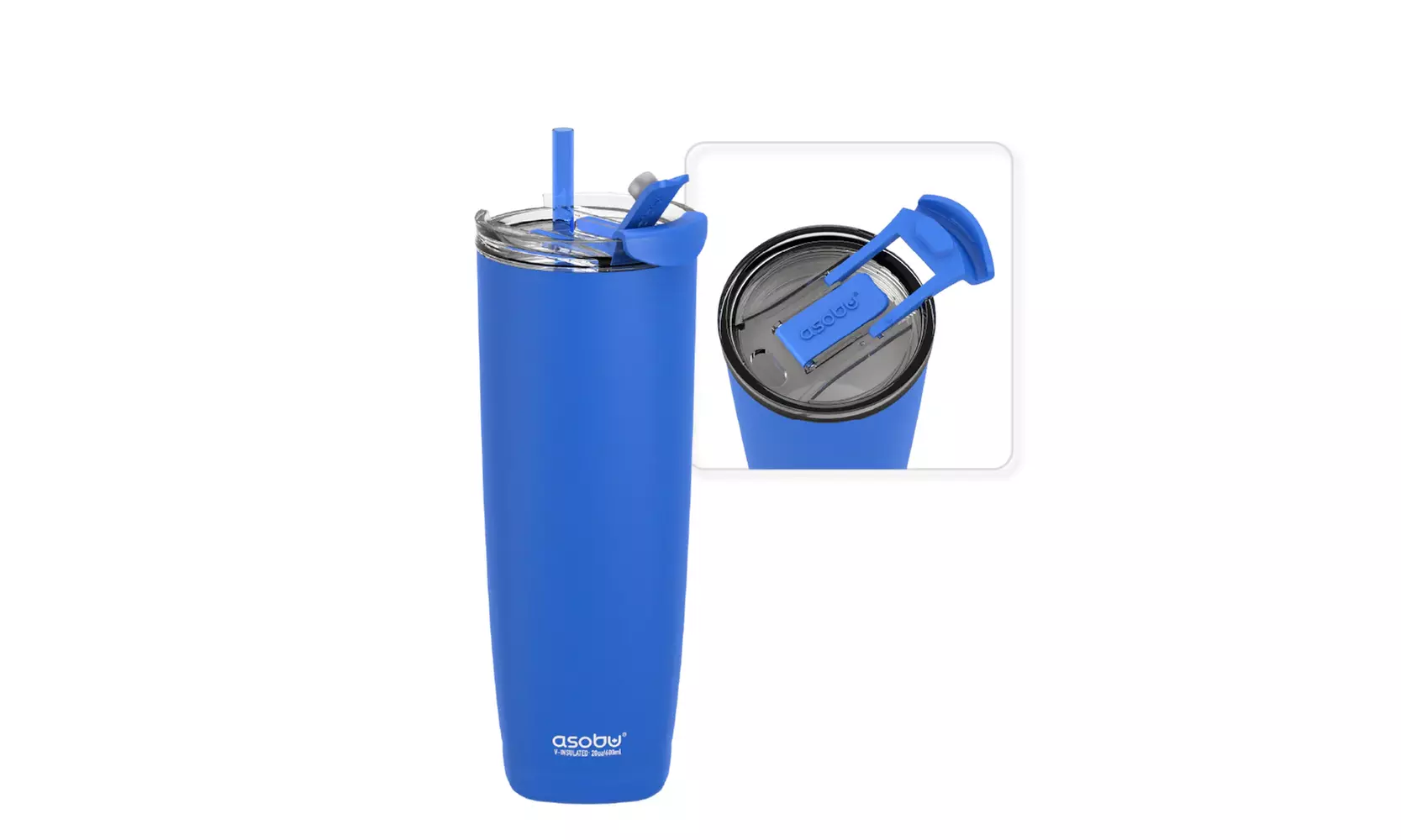 Asobu Aqualina 20oz Insulated Tumbler Water Bottle with Leakproof Lid and Straw