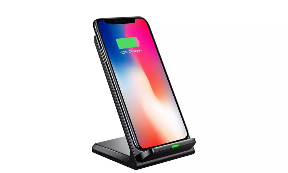 LAX Qi Compatible Wireless Charger Desktop Stand for iPhones and Android Smartphones - Primary Image