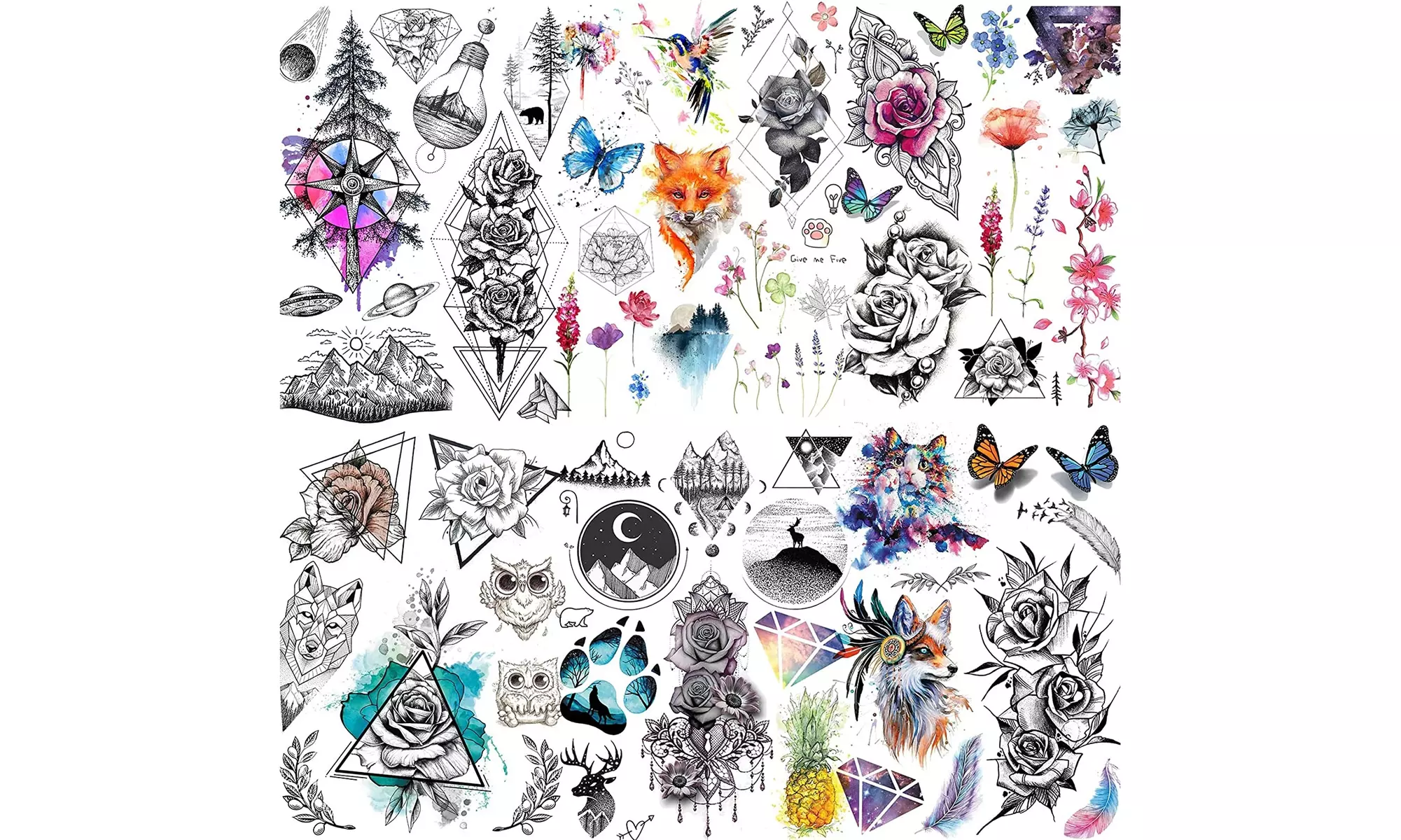 Watercolor Flower Temporary Tattoos - Primary Image