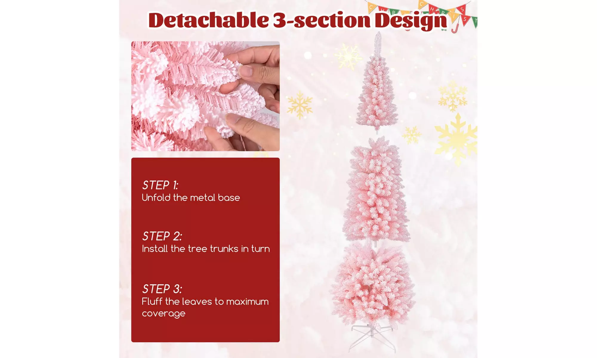Costway 5/6/7/8 FT Artificial Christmas Tree with 328 Branch Tips Metal Stand