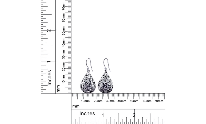 Image 3: Plain Sterling Silver Dangle Earrings For Girls & Womens By Orchid Jewelry