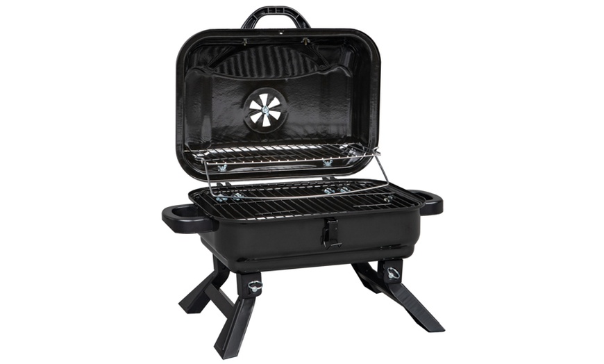 Portable Charcoal Grill BBQ and Smoker with Lid Outdoor Cooking, Black ...