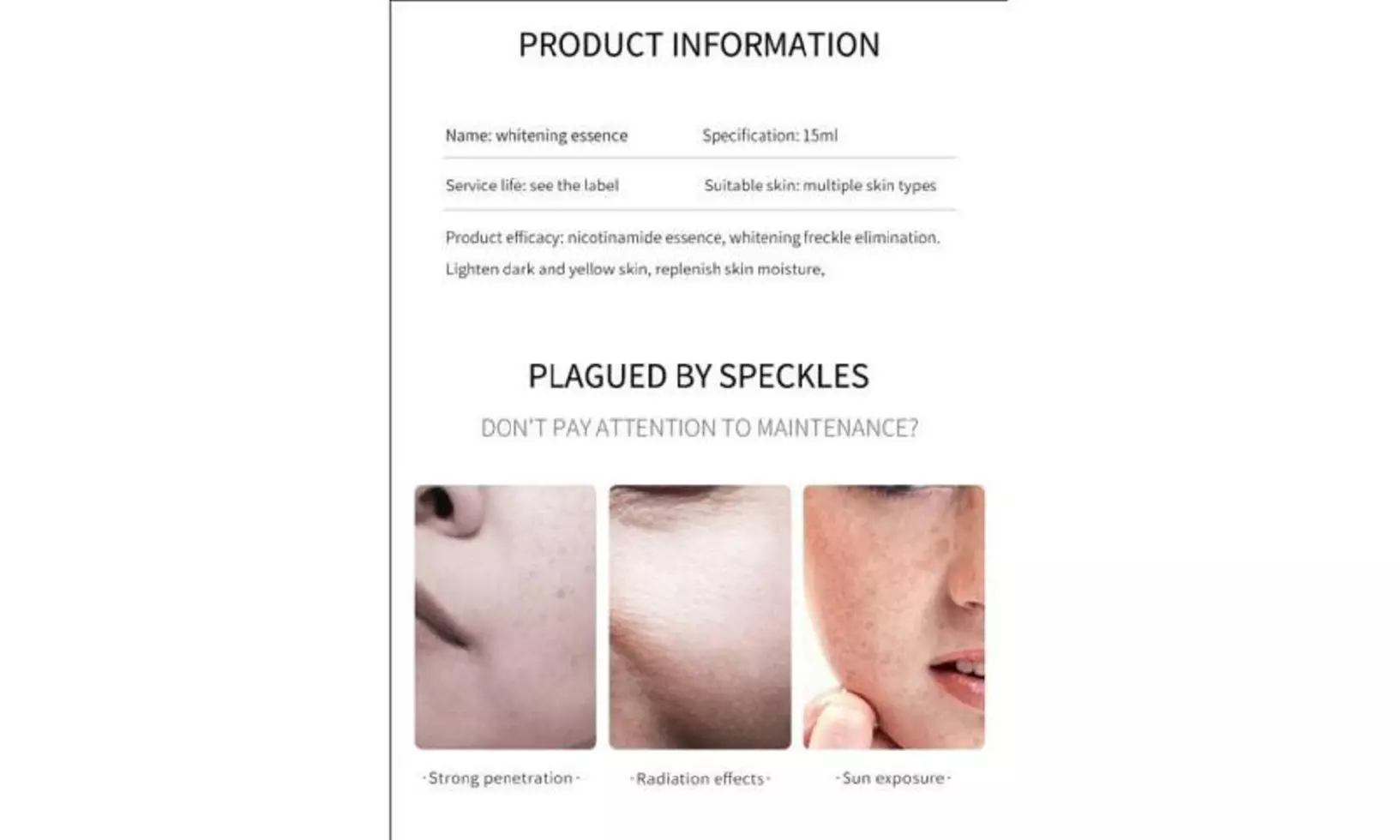 Whitening Face Serum Anti-Aging Wrinkle Remove Freckle Firming Nourishing