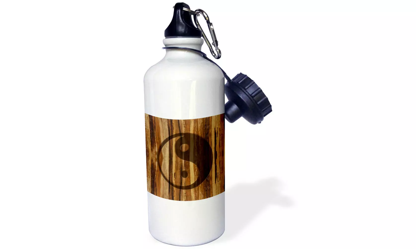 Water Bottle Branded Wood Print Ying and Yang Symbol - Second Medium