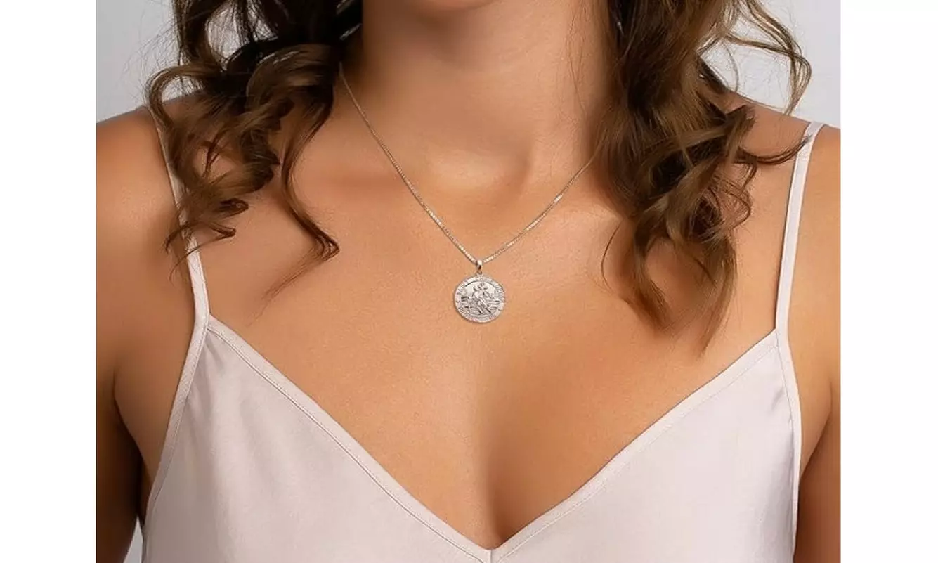 925 Sterling Silver 20MM Saint Christopher Religious Pendant Necklace 16"-24"