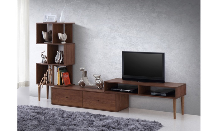 Winchester Mid Century Modern Tv Stand With Display Unit Groupon