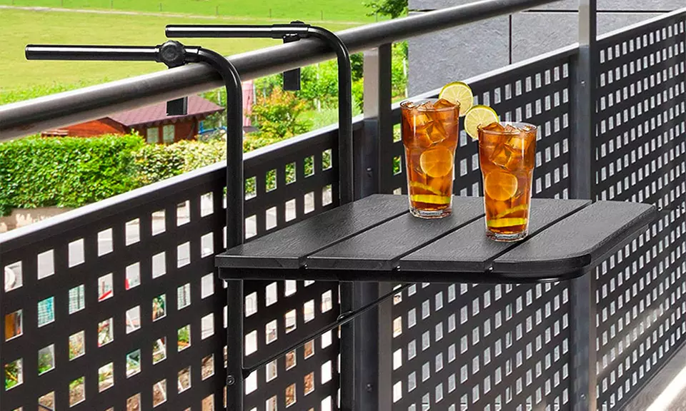 Outdoor Folding Hanging Table Balcony Railing Table for Patio