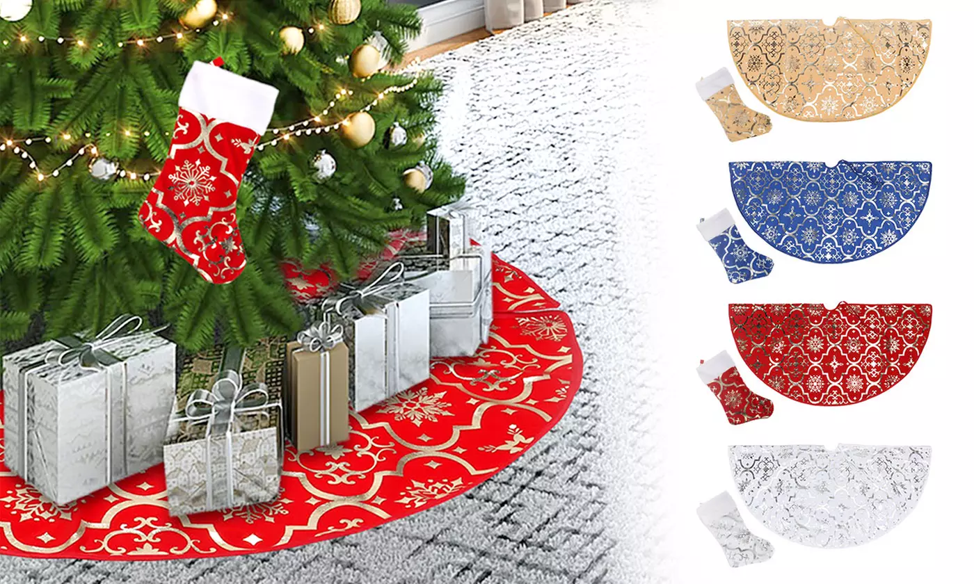 ItBelongs2U 48'' Christmas Tree Skirt and Stocking