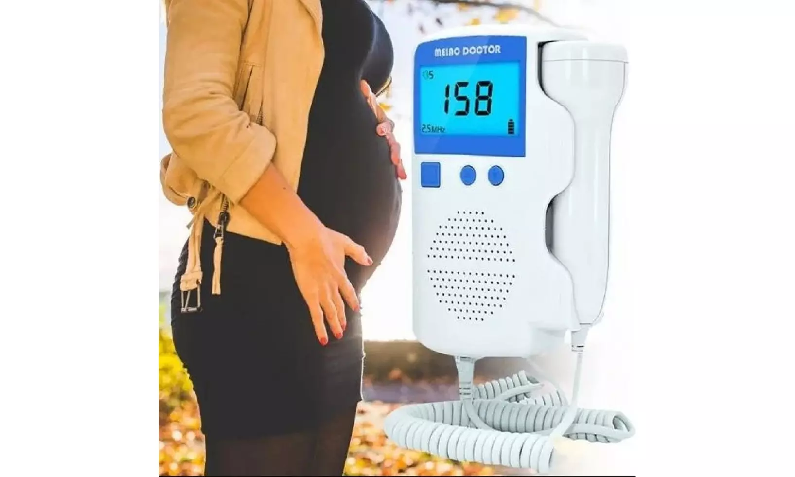 Baby Fetal Heart at Monitor LCD Display Ultrasonic Detector - Primary Image