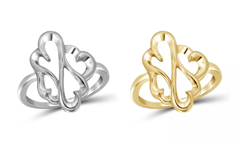 Jewelonfire Open Hearts Ring in SS 16369 - Primary Image