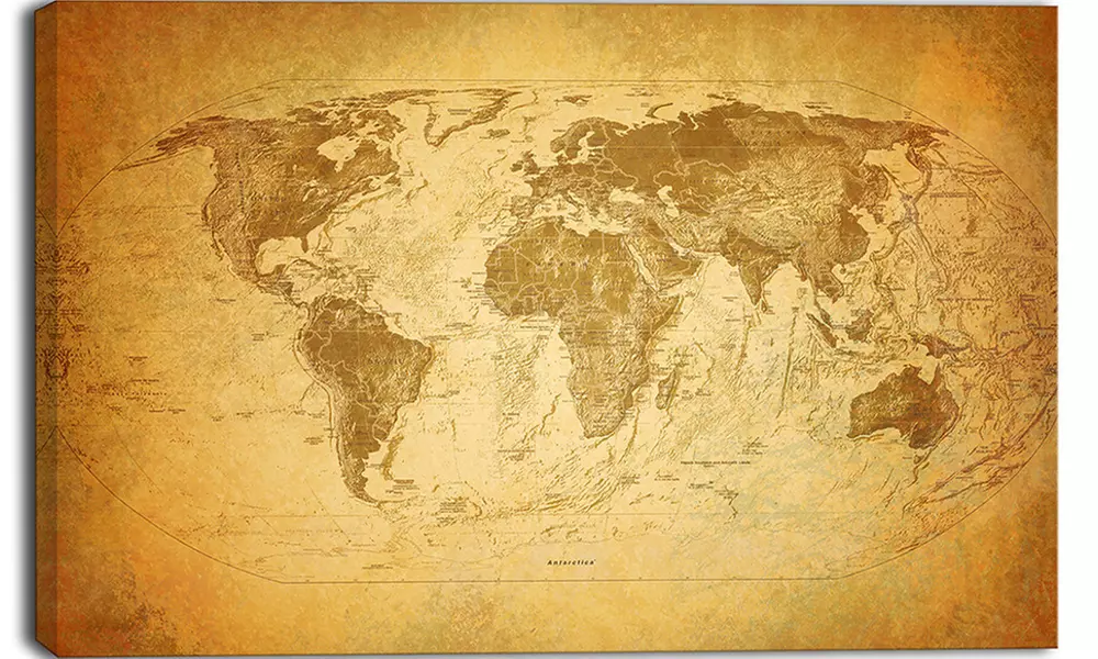 Vintage Classic Map - Contemporary Canvas Art Print - Primary Image