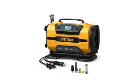 AstroAI 150PSI Tire Inflator 12V/110V Air Compressor For Heavy Duty Yellow