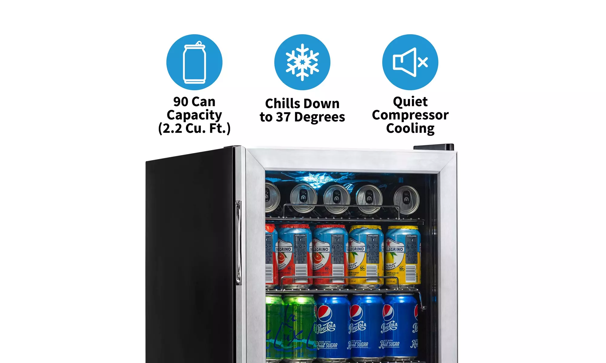 Newair Beverage Refrigerator Cooler, 90 Can Capacity Fridge, Adjustable Shelves
