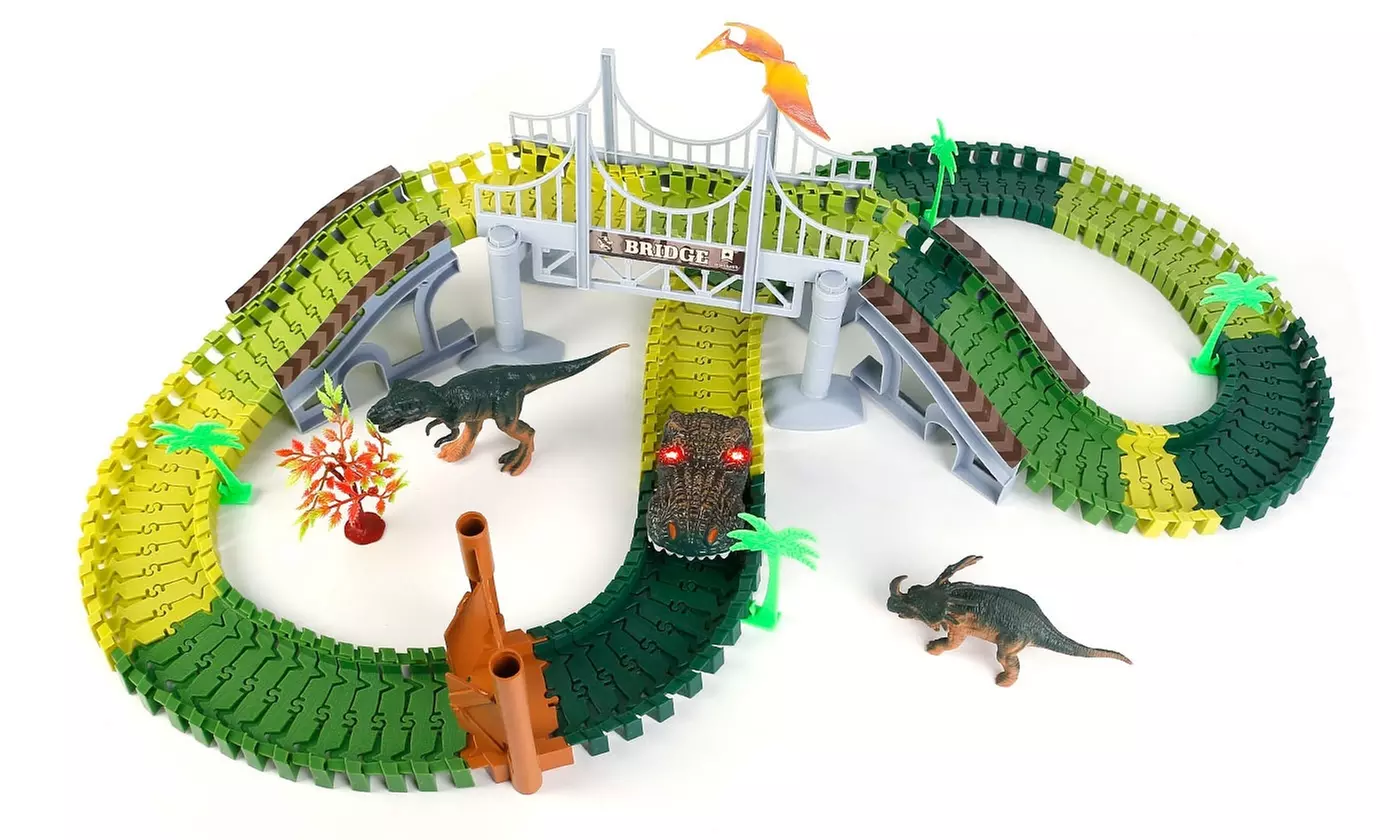 iMounTEK Dinosaur Race Track Set Dinosaur Car Track w/ 3 Dinosaurs & Race Car - Second Medium