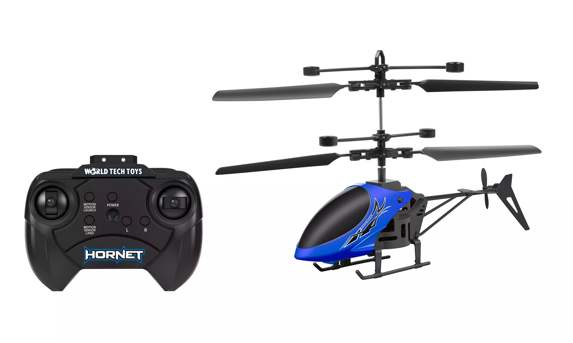 Hornet 2CH Mini IR RTF Electric RC Helicopter - Blue, Red, and Yellow - Primary Image