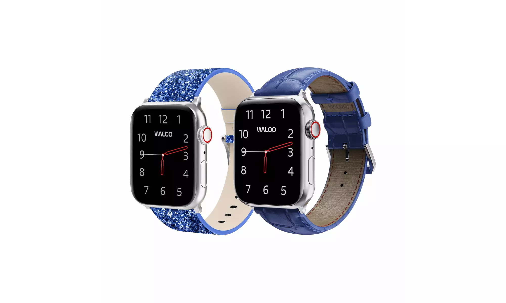 Waloo 2-Pack Leather Bling and Crocodile Embossed Apple Watch Bands