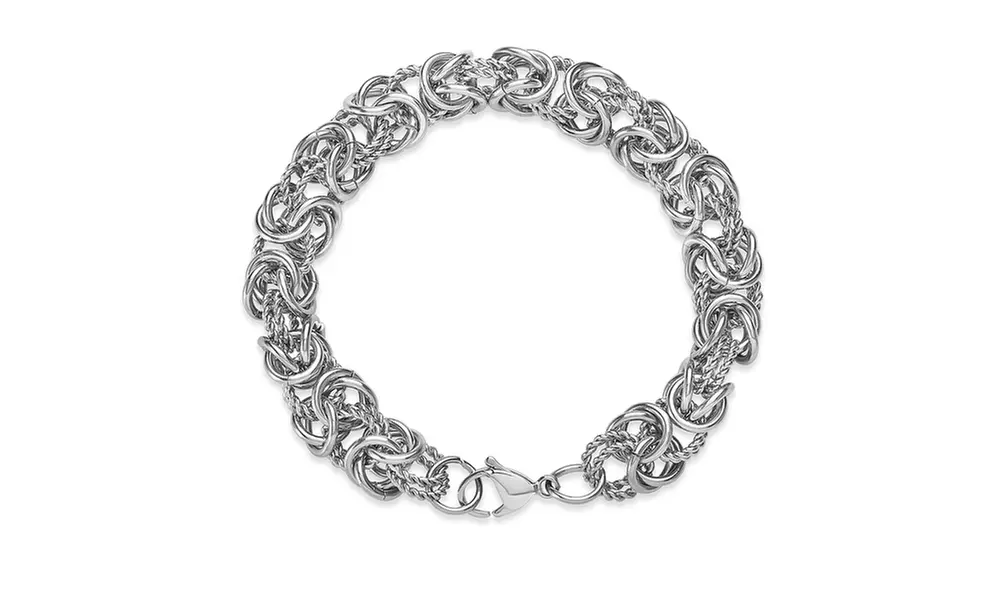 Stainless Steel Intricate Byzantine Chain Bracelet - Primary Image