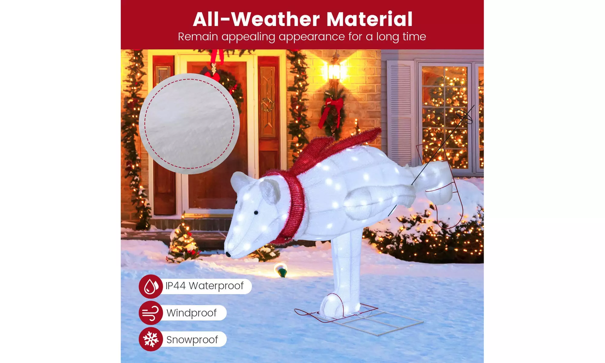 Costway Lighted Christmas Reindeer and Sleigh Set Dachshund Bear Penguin Decor