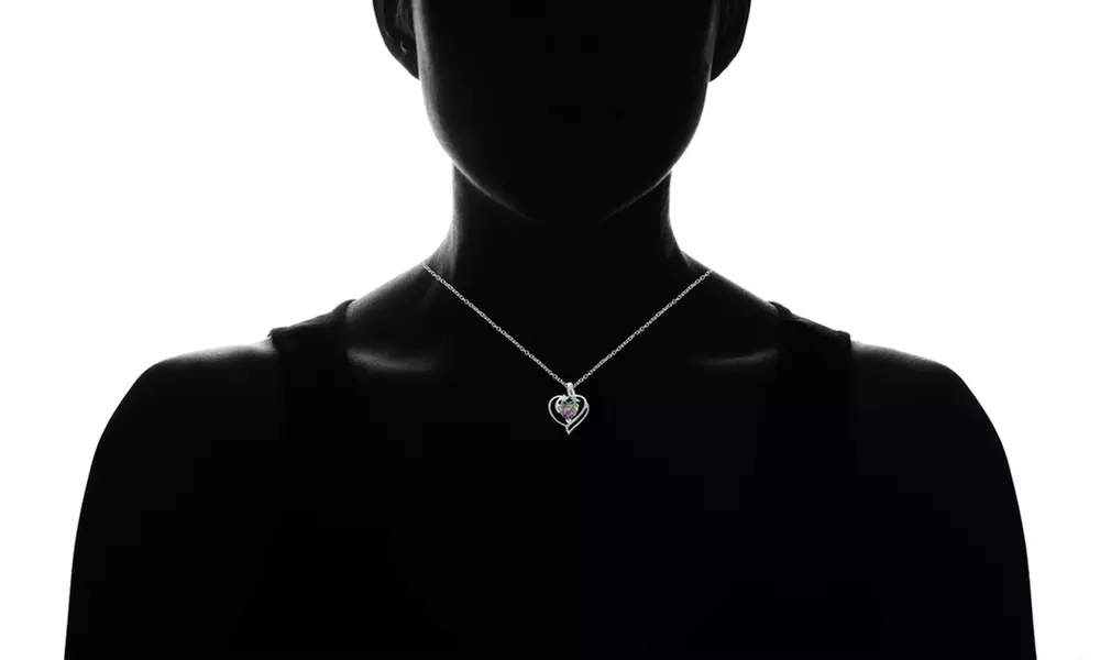 2.00 CTW Genuine Gemstone Heart Pendant in Sterling Silver