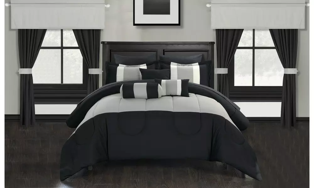 20 Piece Knightsbridge Bed in a Bag includes Sheet Set and Window Decor - Primary Image