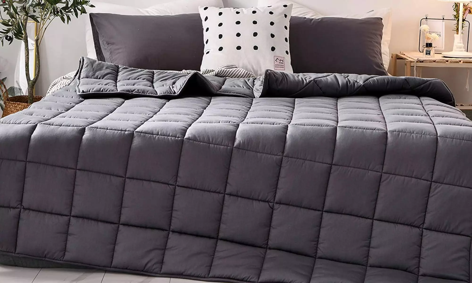 10 lbs Weighted Blanket 100% Cotton Twin Size for Kids-Adults with Glass Beads - Primary Image