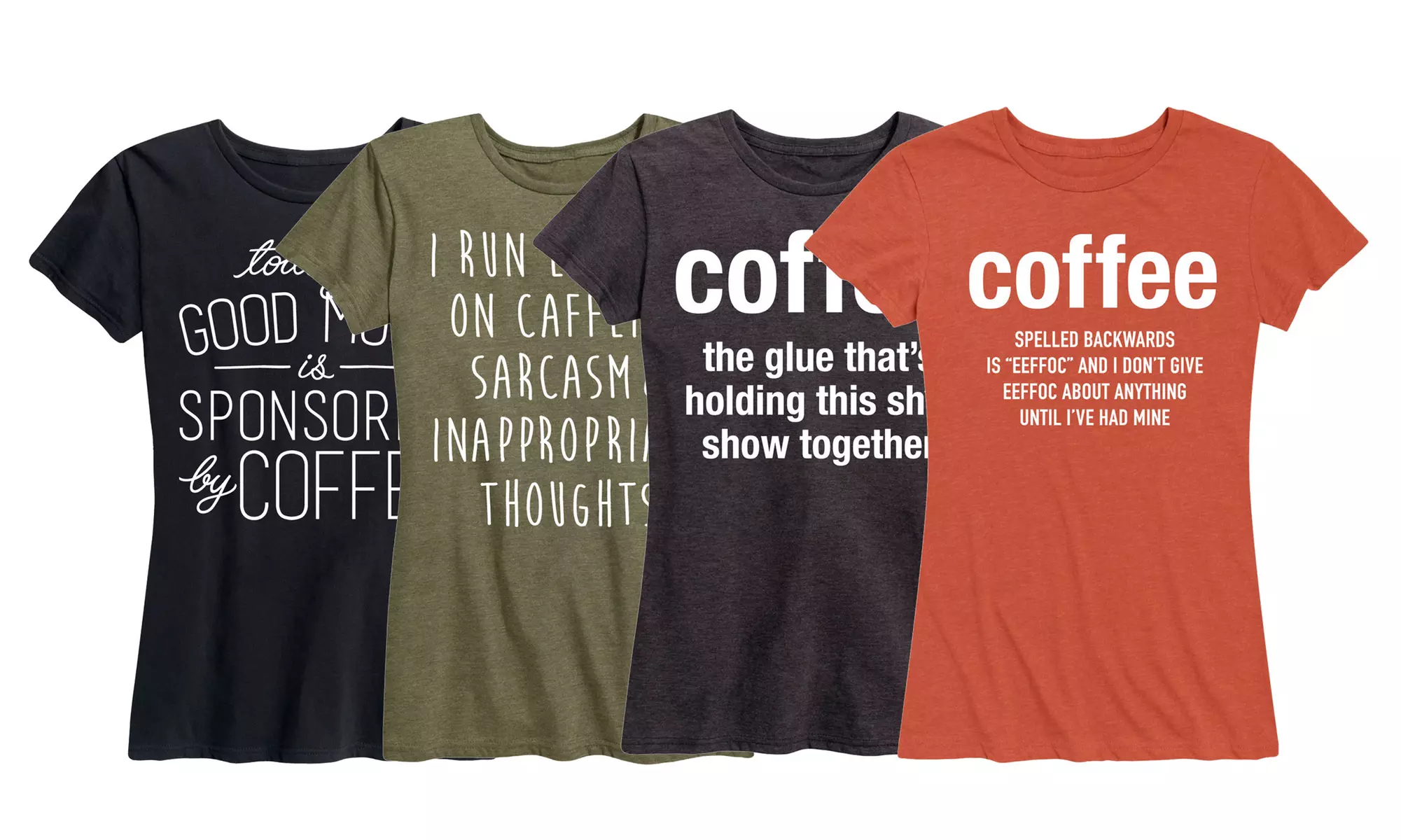 Women's Coffee and Sarcasm T-Shirt Available in Plus Sizes - Primary Image