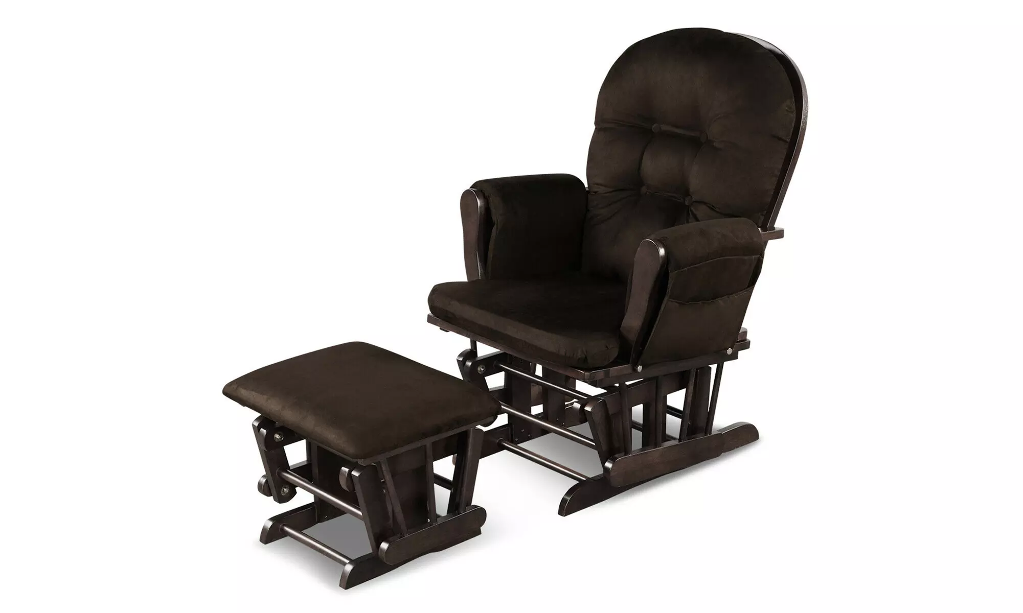 Costway Glider and Ottoman Cushion Set Wood Baby Nursery Rocking Chair Brown - Primary Image