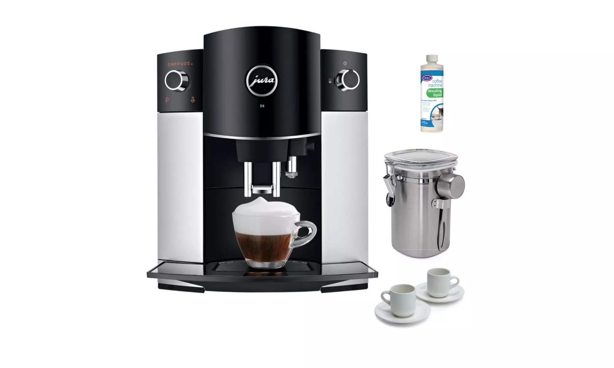 Jura D6 Automatic Coffee Machine 15216 (Platinum) with Cup and Accessories - Primary Image