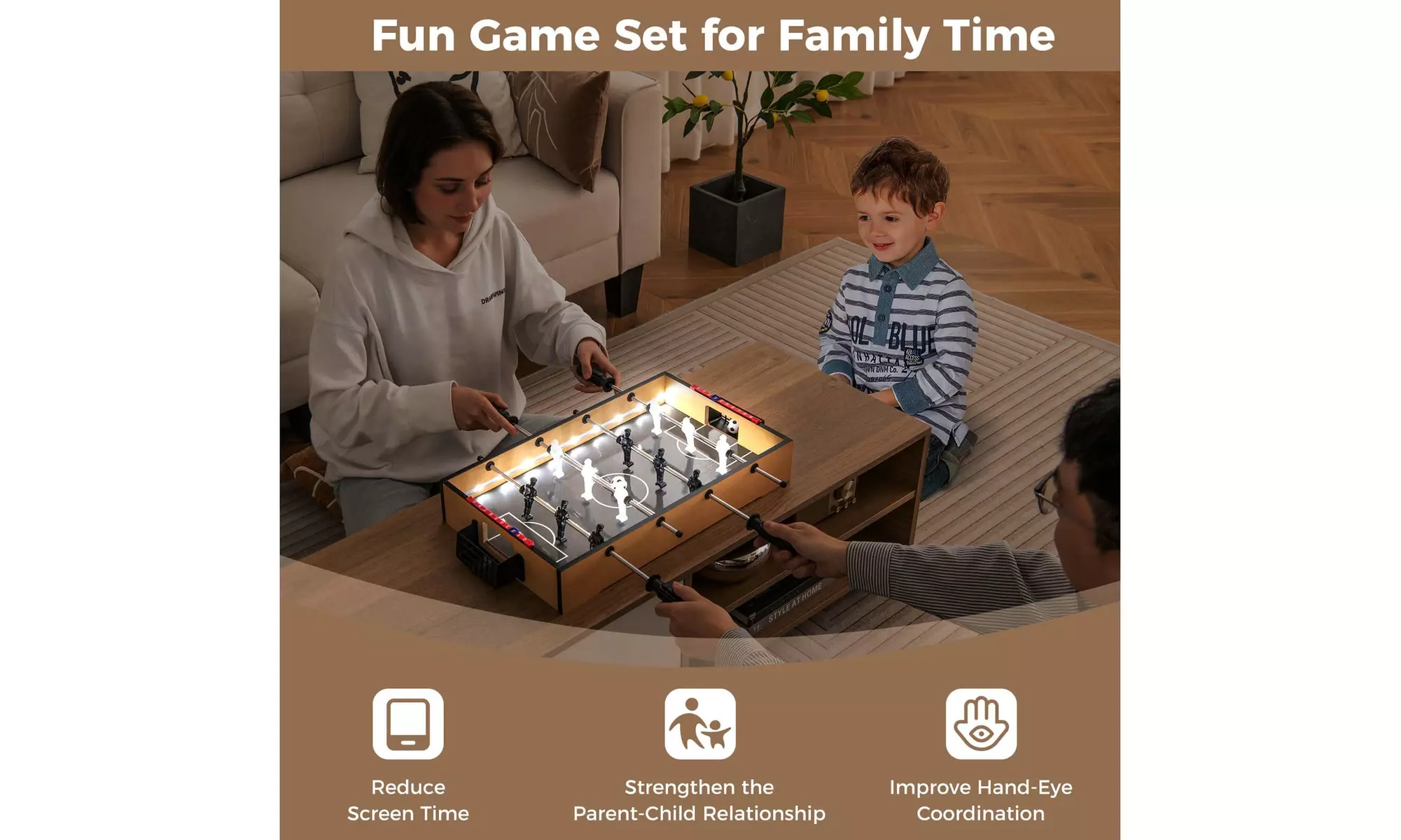 Costway Game Room Size Football Table with Non-slip Handle 2 Footballs