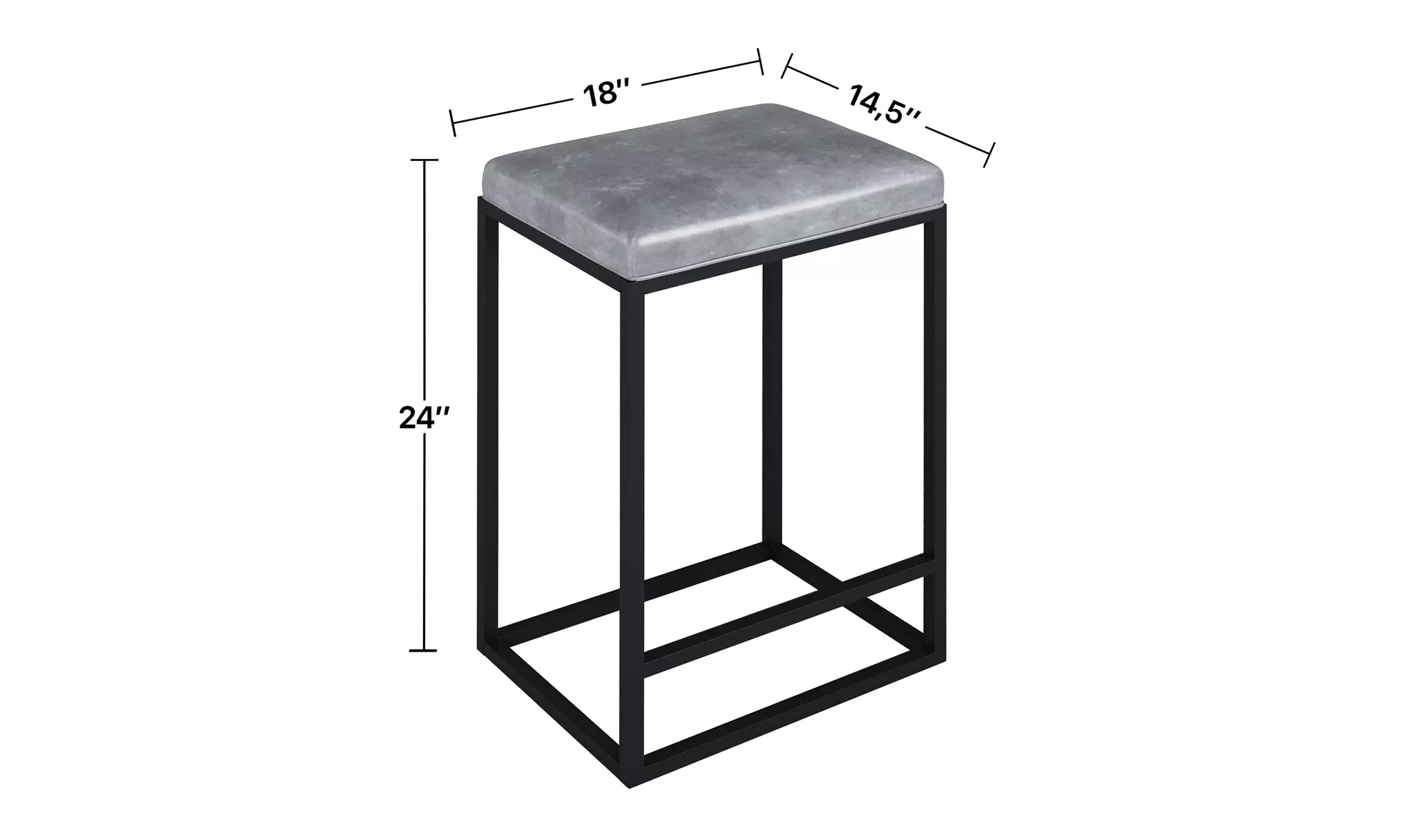 Set of Two Riley Indoor Gray Metal Faux Leather Bar Stools
