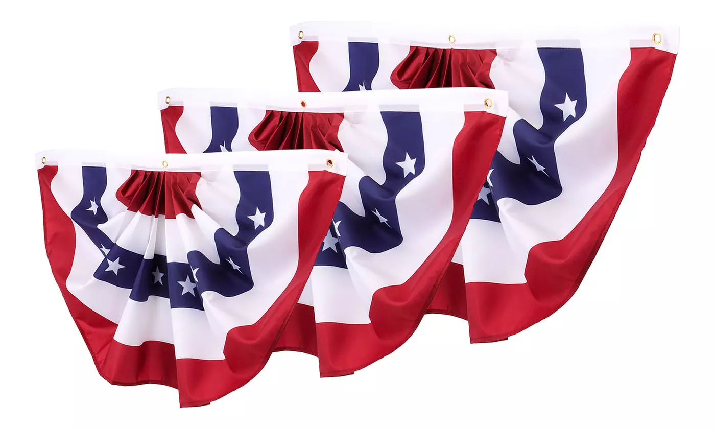 4 Pack American Patriotic Pleated Bunting USA Flag 