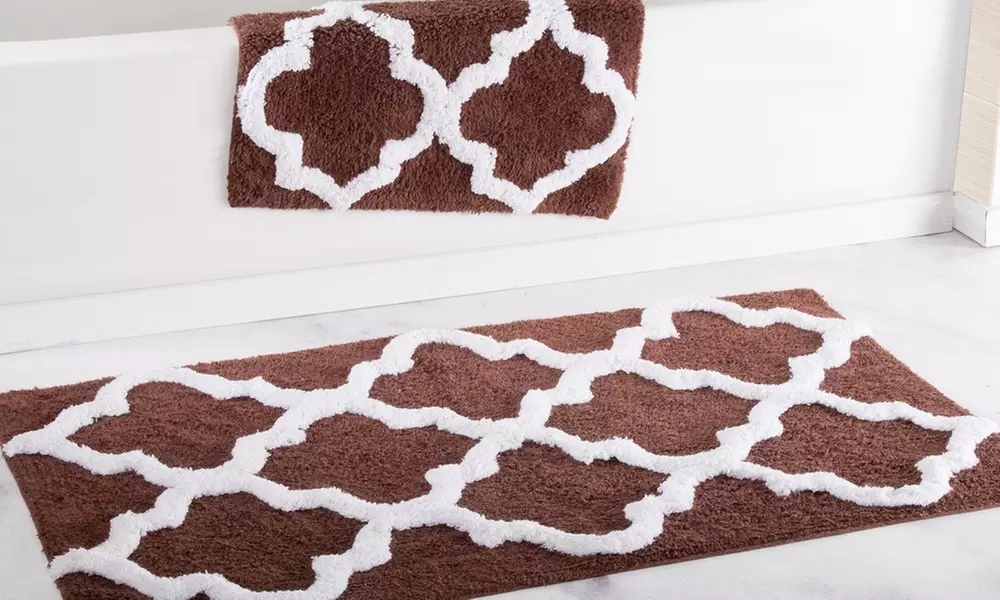 Lavish Home 100% Cotton Trellis Bath Mat Set (2-Piece)