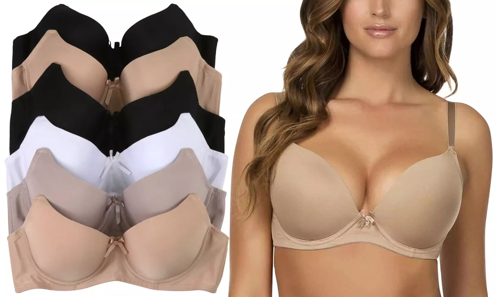 Wide Strap Full Cup Microfiber Bras (6-Pack) 