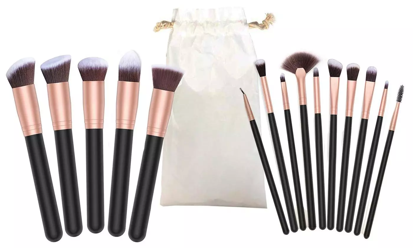 Professional Cosmetic Makeup Brush Set with Storage Pouch (16-Piece)
