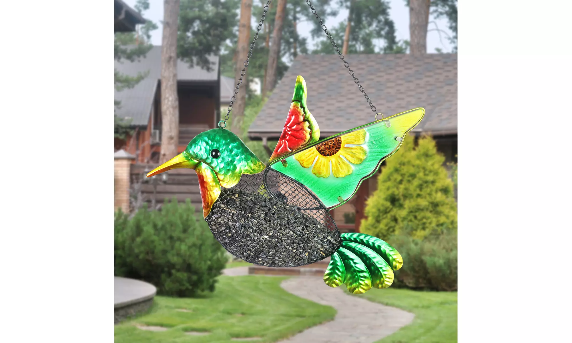 Exhart Bird Feeder With Metal Mesh Seed Basket - Primary Image