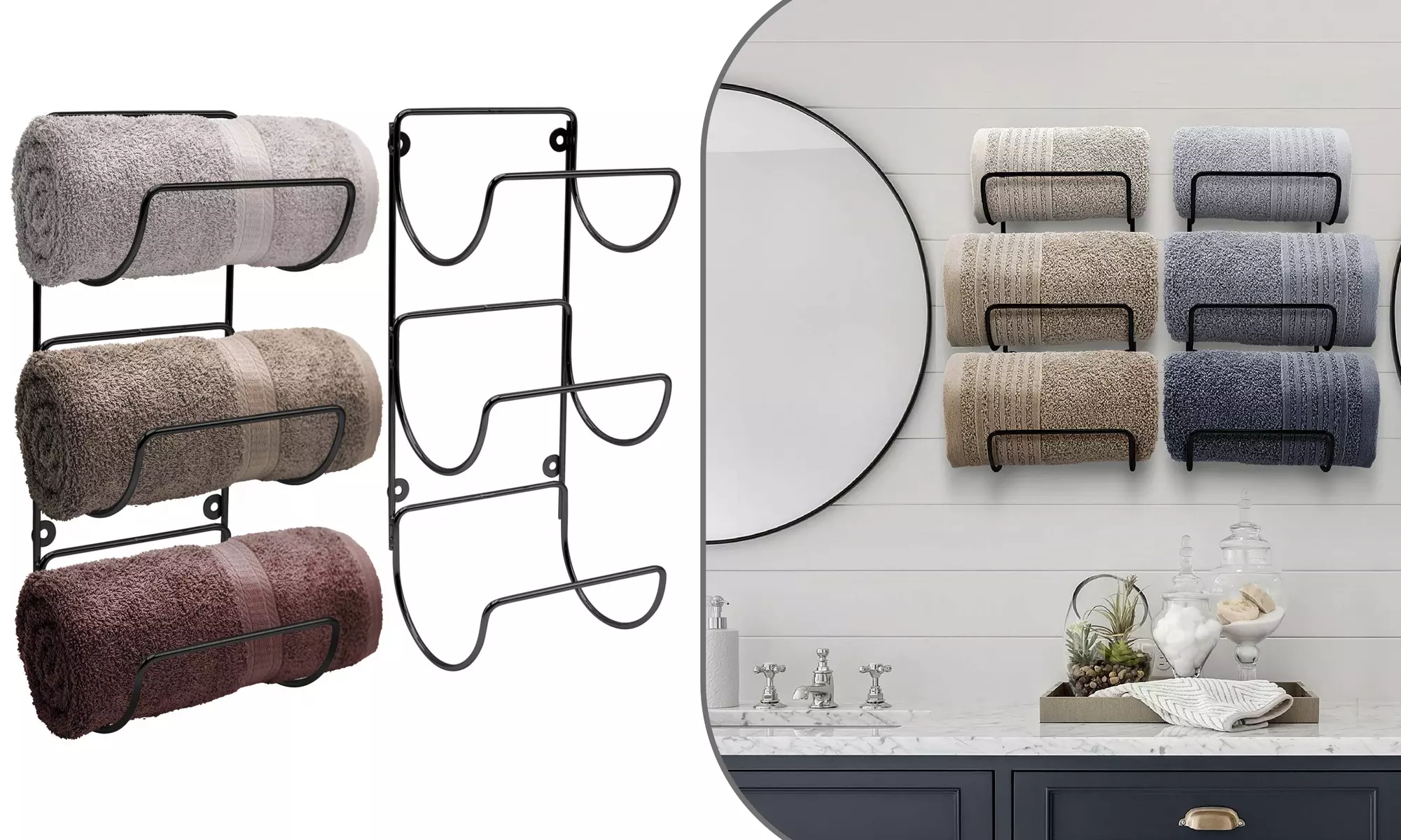 Sorbus Towel Rack Holder- Wall Mounted Storage Organizer for Bathroom, 2-Pack - Primary Image