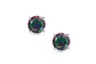 Round Brilliant Cut Simulated Rainbow Topaz CZ Stud Earrings 925 Silver (9mm) - Second Medium